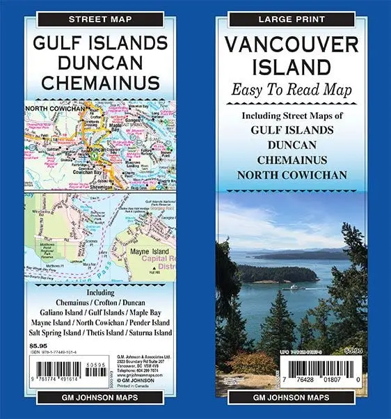 Vancouver Island Large Print / Gulf Islands / Duncan, British Columbia Road-Street Map [Map] Lucidmap / Gm Johnson 1