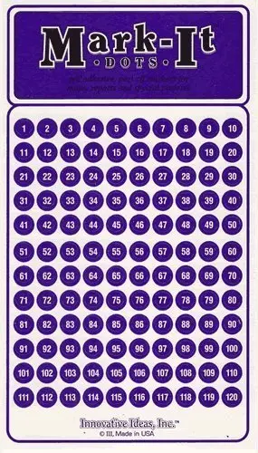 Medium 1/4" Removable Numbered 1-240 Mark-It Brand Dots For Maps, Reports Or Projects - Purple 1