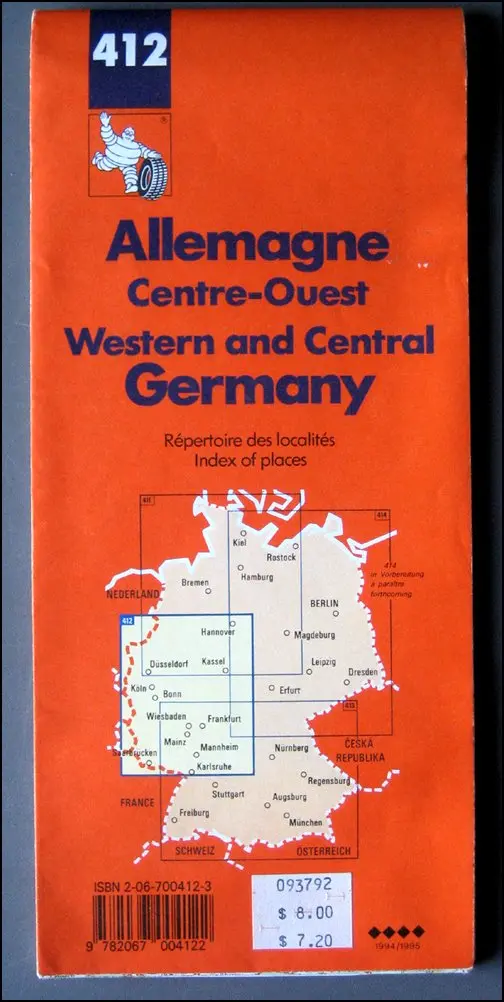 Michelin Map Deutschland: Nordrhein-Westfalen, Rheinland-Pfalz, Hessen, Saarland/412 Central Michelin 1