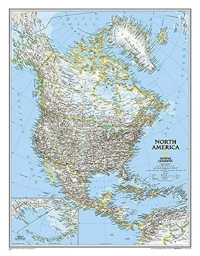 National Geographic North America Wall Map - Classic (23.5 X 30.25 In) (National Geographic Reference Map) [Map] National Geographic Maps 1