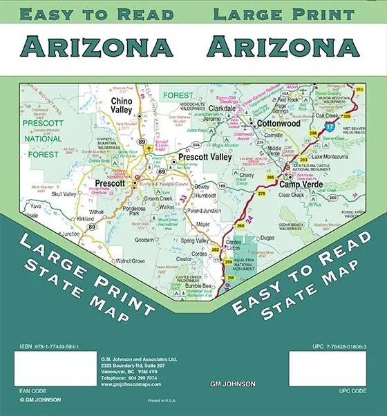 Large Print Arizona Easy To Read State Map 1