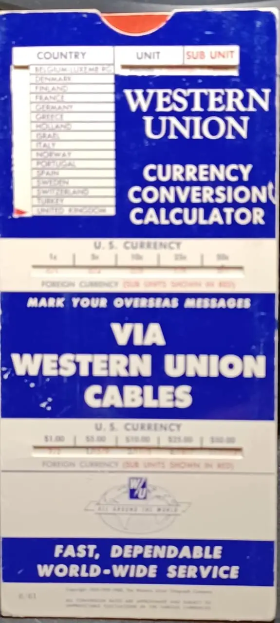 Currency Conversion Calculator - Via Western Union Cables 1