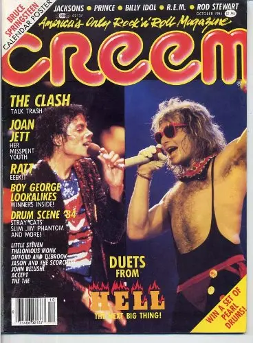 Creem Magazine Duets The Clash Bruce Springsteen Billy Idol Joan Jett Boy George Ratt Boy George Michael Jackson October 1984 C (Creem Magazine) [Single Issue Magazine] Bill Holdship 1