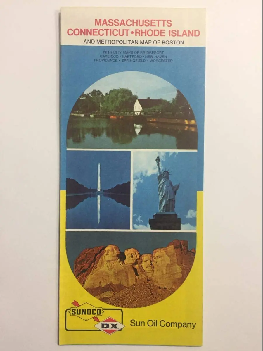 1974 Sunoco/Dx Massachusetts-Connecticut-Rhode Island Road Map 1