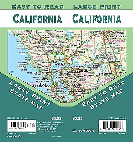 Large Print California Easy To Read State Map 1