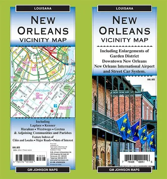 Gm Johnson New Orleans & Vicinity, Louisiana Street Map, Glossy Finish, Black, Letter Size [Map] Gm Johnson 1