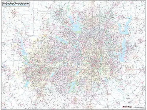 Dallas - Fort Worth Metroplex Detailed Region Wall Map W/Zip Codes *Paper Version* 48"X64" [Map] Metro Maps And Shane Murphy 1