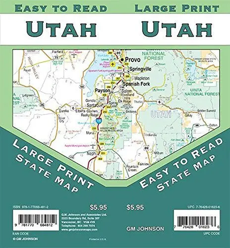 Large Print Utah Easy To Read State Map 1