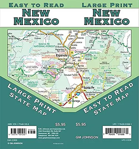 Large Print New Mexico Easy To Read State Map 1