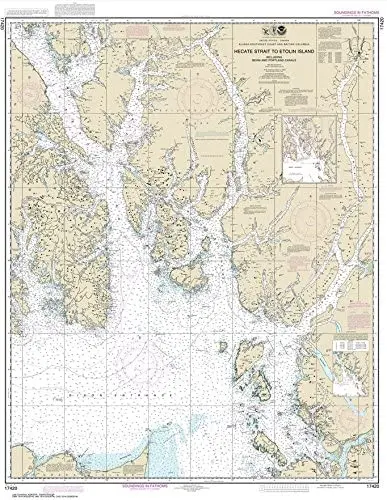 Paradise Cay Publications, Inc. Noaa Chart 17420: Hecate Strait To Etolin Island: Including Behm And Portland Canals 33.7 X 43.6 (Traditional Paper) 1