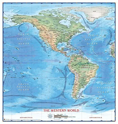 Colorful Western Hemisphere/Americas Wall Map *Laminated* 36"X38" [Map] Compart Maps 1
