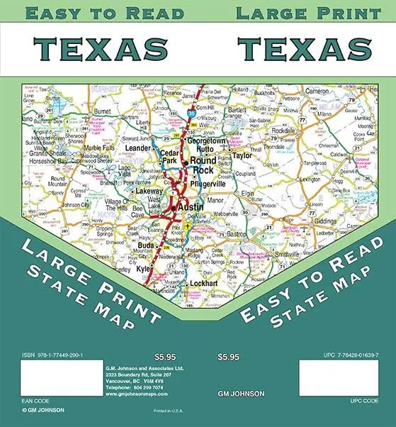 Large Print Texas Easy To Read State Map 1