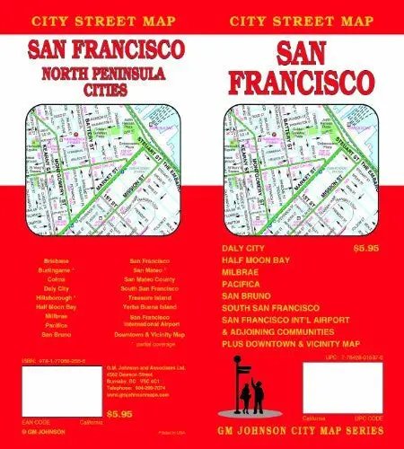 San Francisco / North Peninsula California Street Map [Map] Gm Johnson 1