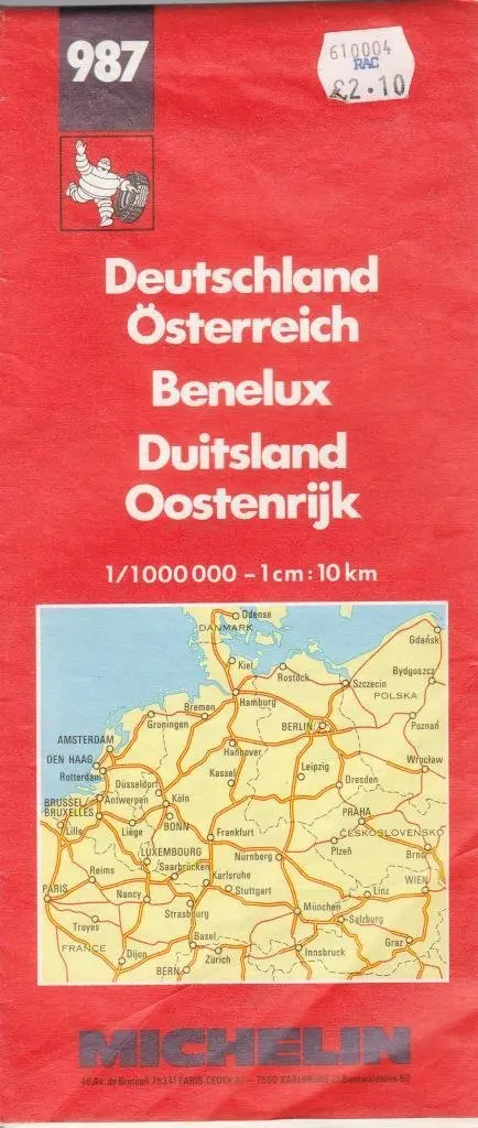 Deutschland, Osterreich Tschechische Republik Benelux Allemagne, Autriche Republique Tcheque/Germany, Austria Czech Republic Benelux Duitsland, Oosten (Michelin, 987) [Map] Not Stated 1