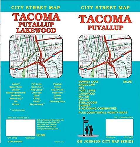 Tacoma / Puyallup / Lakewood, Washington Street Map Gm Johnson 1