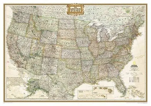 United States Executive - Gloss Laminated, Standard Wall Map 1