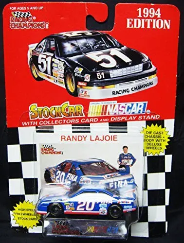 1994 Racing Champions #20 Randy Lajoie Nascar 1:64 Stock Car With Bonus Signature/Photo Card And Display Stand-New In Card 1