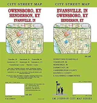 Evansville In / Owensboro Ky / Henderson Ky, Indiana Kentucky Street Map Actionmap 1