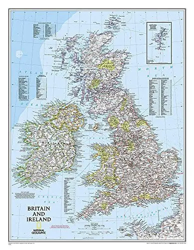 National Geographic Britain And Ireland Wall Map - Classic - Laminated (23.5 X 30.25 In) (National Geographic Reference Map) [Map] National Geographic Maps - Reference 1