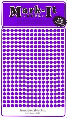 Small 1/8" Removable Mark-It Brand Dots For Maps, Reports Or Projects - Purple 1