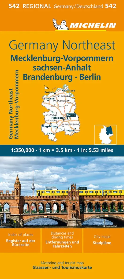 Germany Northeast Map 542: Mecklenburg-Vorpommern, Sachsen-Anhalt, Brandenburg, Berlin (Maps/Regional (Michelin)) (English And German Edition) [Map] Michelin 1