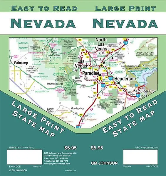 Nevada Large Print, Nevada State Map [Map] Gm Johnson 1