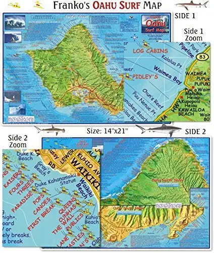 Oahu Surfing Guide - Franko's Maps 1