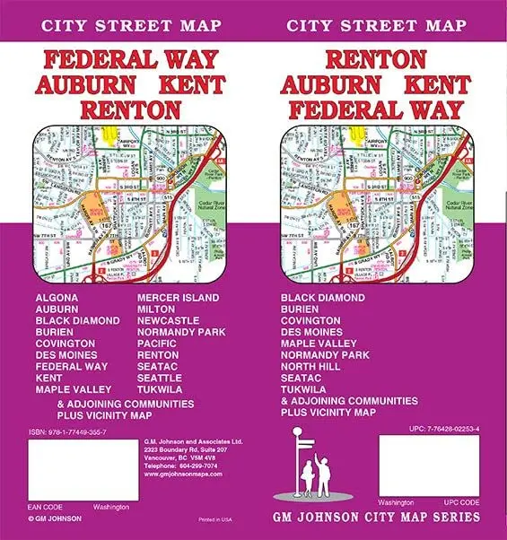 Renton / Auburn / Kent / Federal Way, Washington Street Map [Map] Gm Johnson 1