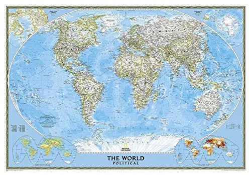 World Classic Political Full-Size Wall Map (Satin Lamination) 1