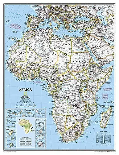 Africa Wall Map - Classic Political Reference Map - Gloss Laminated (Enlarged: 35.75 × 46.25 In) 1