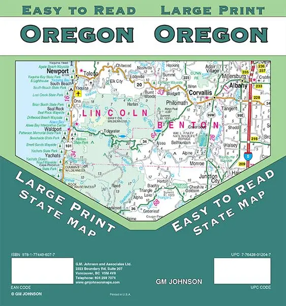 Oregon Large Print State Map [Map] Gm Johnson 1