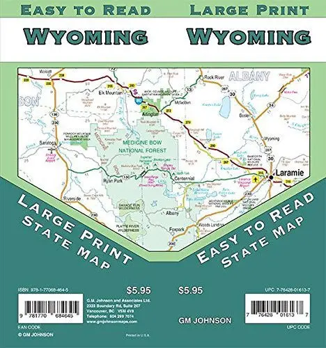 Wyoming Large Print State Map [Map] Gm Johnson Maps 1