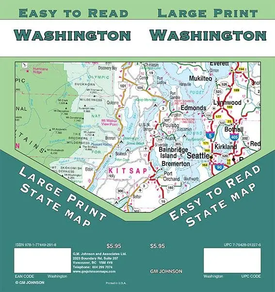 Large Print Washington Easy To Read State Map 1