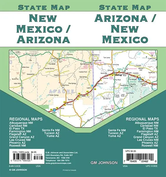 Arizona New Mexico State Map [Map] Gm Johnson 1