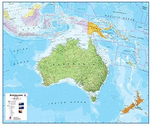 Maps International Australasia Wall Map (Laminated) 1