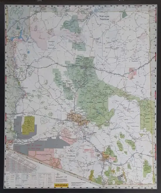 Arizona State Map Dry Erase Laminated 1