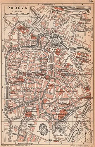 Padova Vintage Town City Map Plan Pianta Della Città. Italy - 1958 - Old Map - Antique Map - Vintage Map - Printed Maps Of Italy [Kitchen] 1