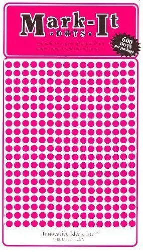Small 1/8" Removable Mark-It Brand Dots For Maps, Reports Or Projects - Pink 1