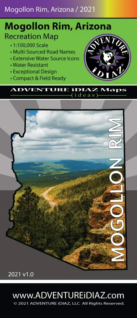 Mogollon Rim, Arizona Recreation Map (Coconino National Forest, Sitgreaves National Forest, Tonto National Forest) 1