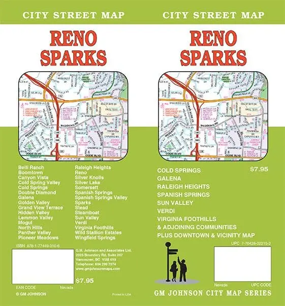 Reno / Sparks, Nevada Street Map [Map] Gm Johnson 1