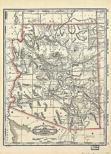 1887 Railroad & County Map Of Arizona Jumbo-Size Dry Erase Laminated [Map] George F. Cram 1