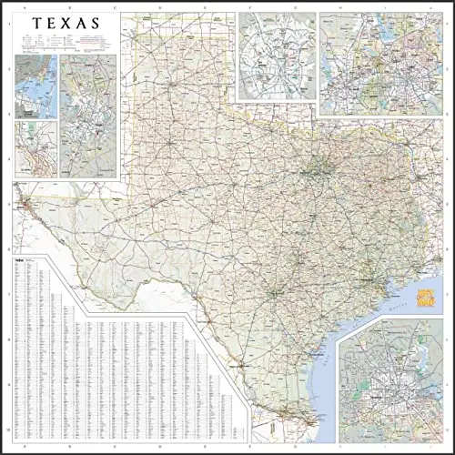 Texas Wall Map Big Tex Large 46 X 46 Inch [Wall Chart] Staff 1