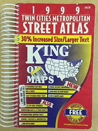 1999 Twin Cities Metropolitan Street Atlas (Hudson King Of Maps Series) Rand Mcnally And Company 1