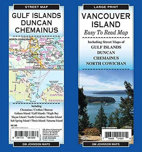 Vancouver Island Large Print / Gulf Islands / Duncan, British Columbia Road And Street Map 1
