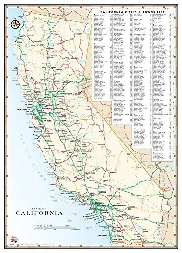 California Highways And Roads Wall Map Jumbo Paper/Non-Laminated [Map] Bm Publishing 1