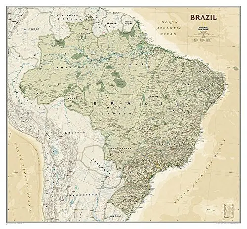 National Geographic Brazil Wall Map - Executive - Laminated (41 X 38 In) (National Geographic Reference Map) [Map] National Geographic Maps - Reference 1