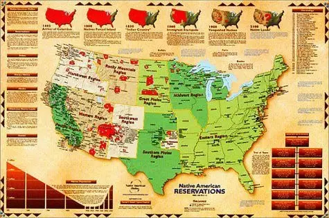 Native Americans Reservations Wall Map - Laminated [Map] George Russell 1