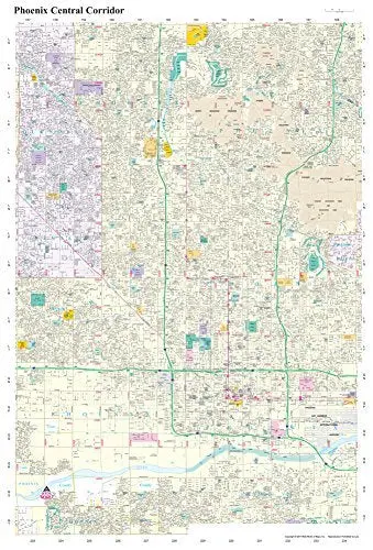 Phoenix Central Corridor Full-Size Paper, Non-Laminated [Map] Phoenix Mapping Service And Doug Minnis 1