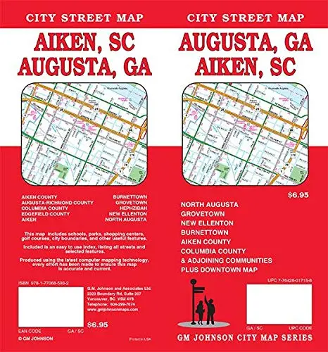 Augusta, Georgia Aiken, South Carolina Street Map Gm Johnson 1