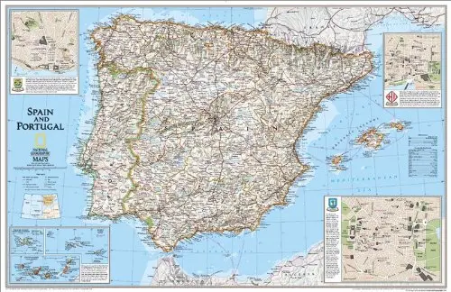 Spain And Portugal Classic Political Wall Map - Matte Laminated (33 × 22 Inches Reference Map) 1